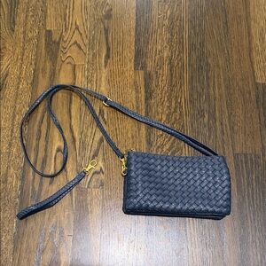 Elegant Navy Woven Crossbody Bag